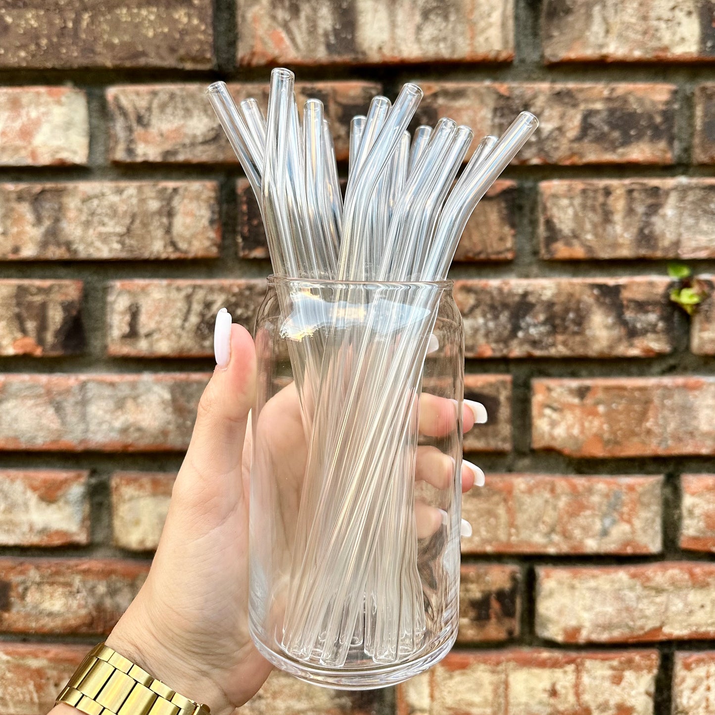 Clear Bent Glass Straw