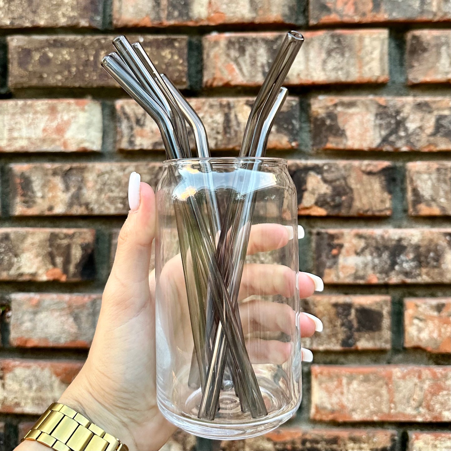 Grey Bent Glass Straw