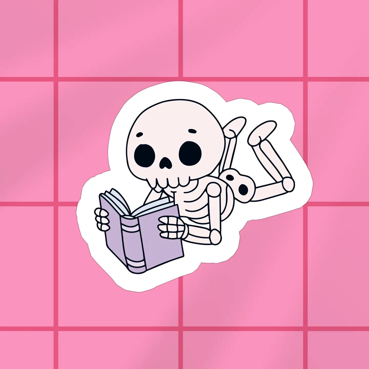 Reading Skeleton Vinyl Sticker