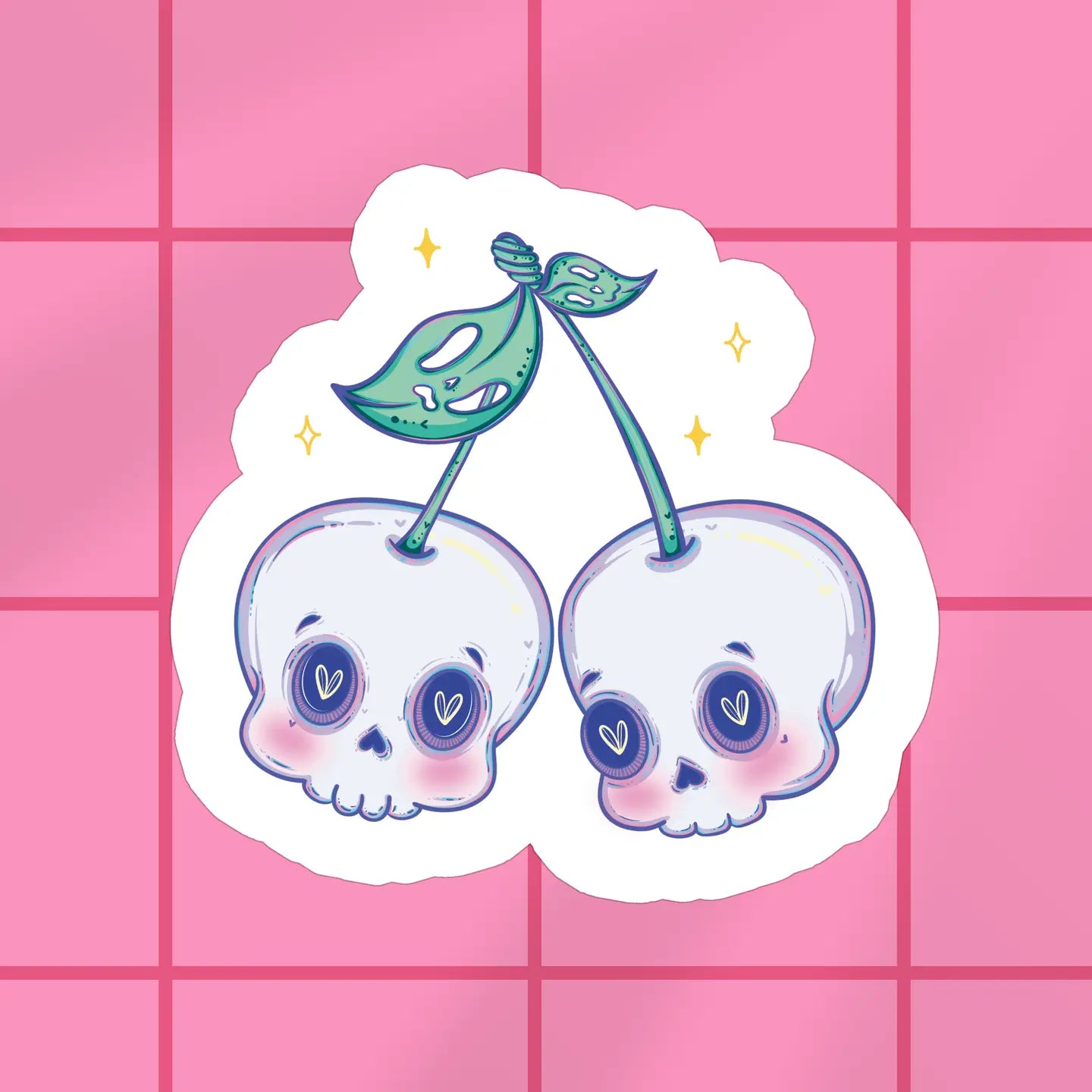 Cherry Skull Vinyl Sticker