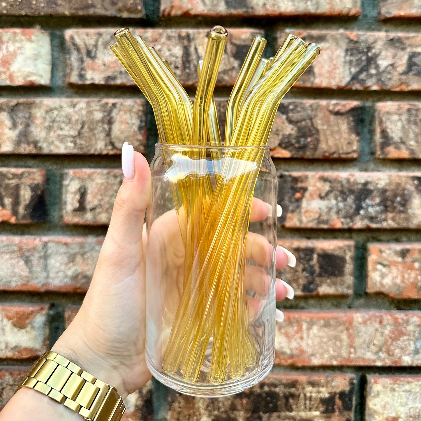 Yellow Bent Glass Straw