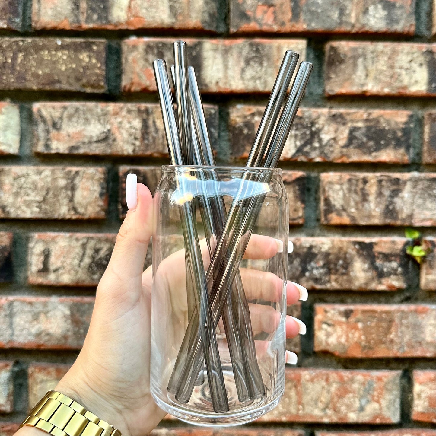 Grey Straight Glass Straw
