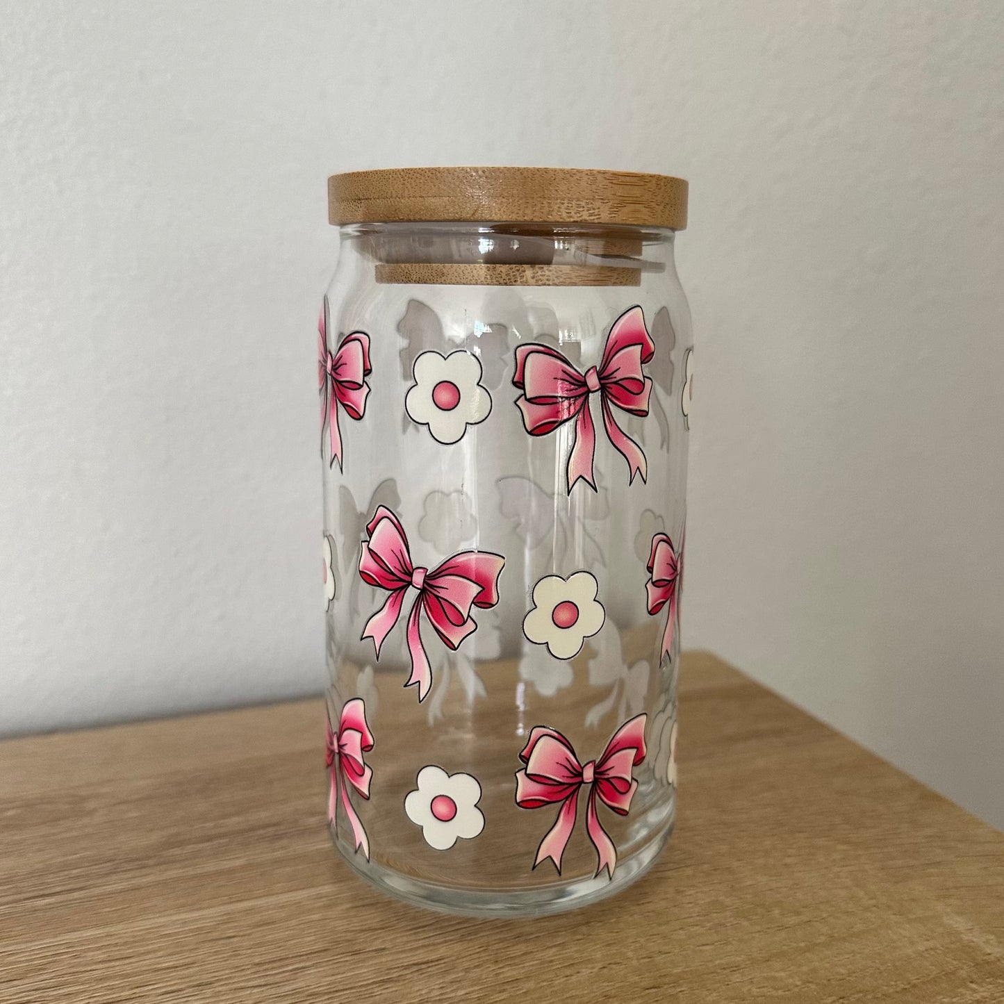 16 oz. Dark Pink Bow Flower Cup