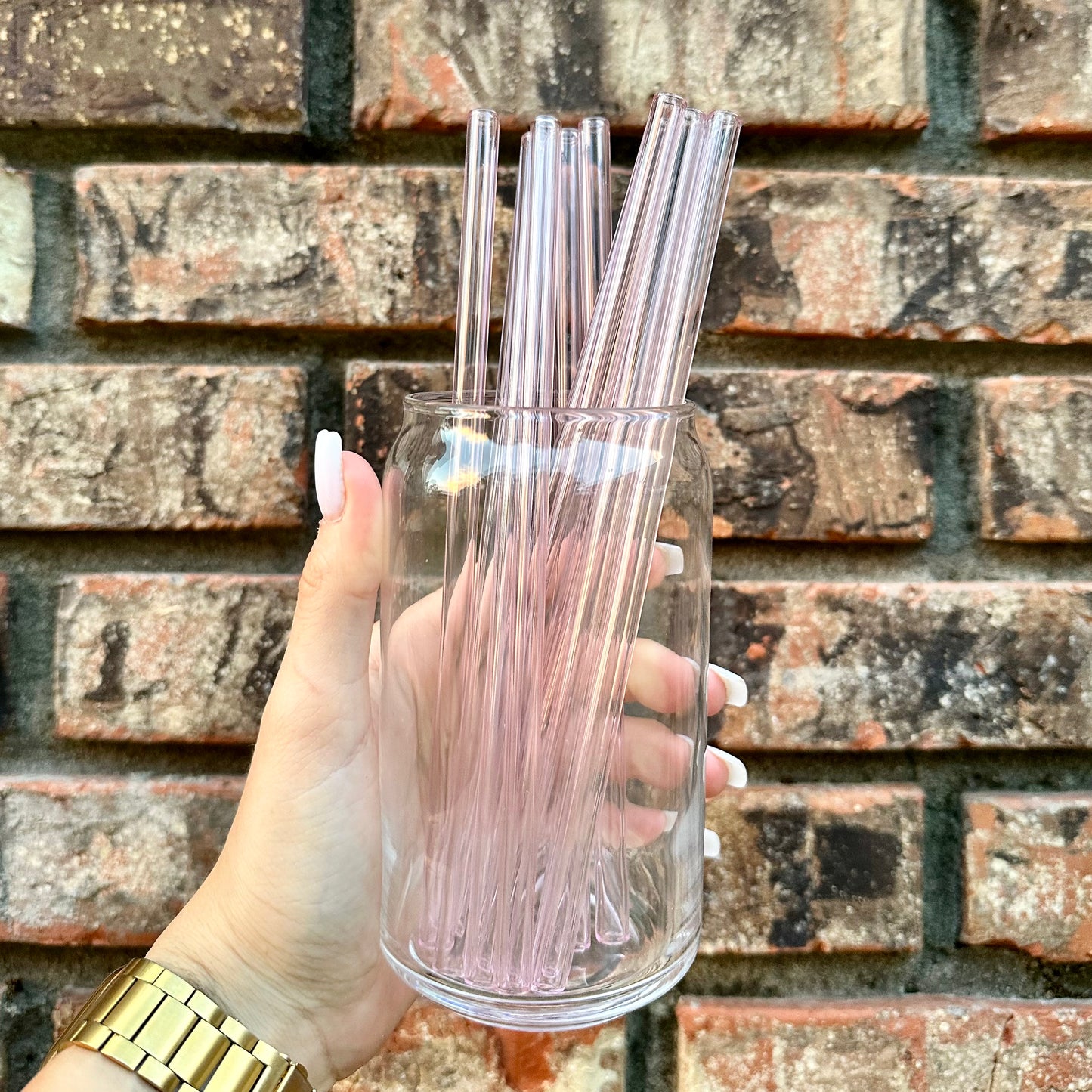 Pink Straight Glass Straw