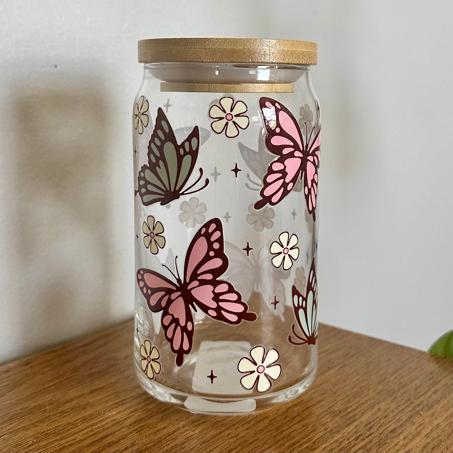 16 oz. Blue + Pink Butterfly Cup