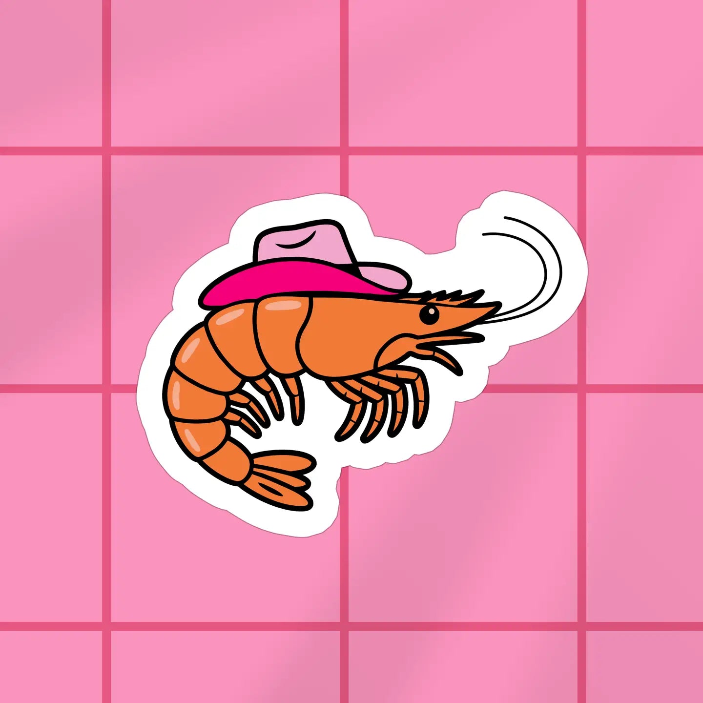 Cowgirl Shrimp Vinyl Sticker