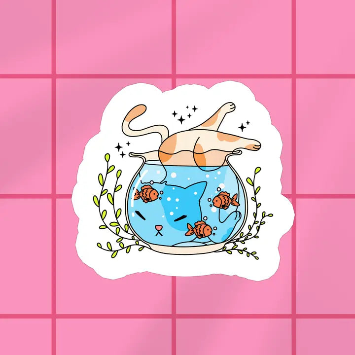 Cat Bowl Vinyl Sticker