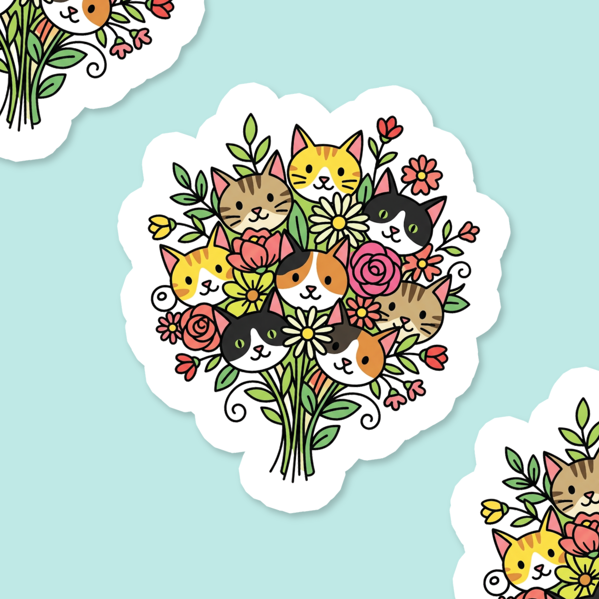 Cat Bouquet Sticker