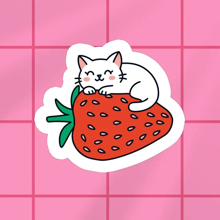 Strawberry Cat Vinyl Sticker