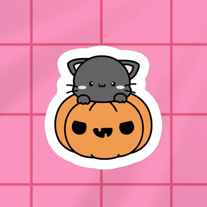 Black Cat Pumpkin Vinyl Sticker