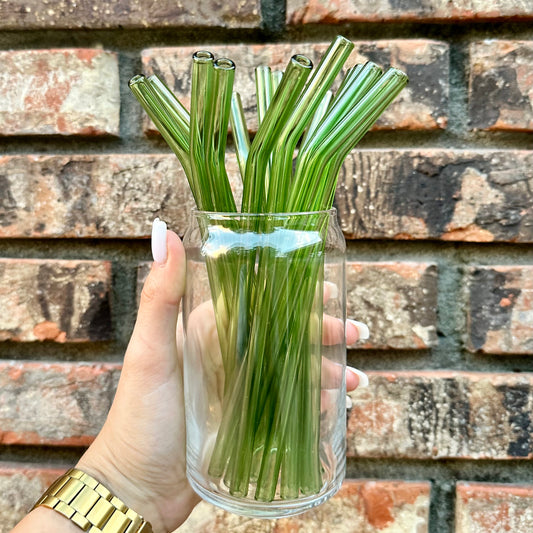 Green Bent Glass Straw