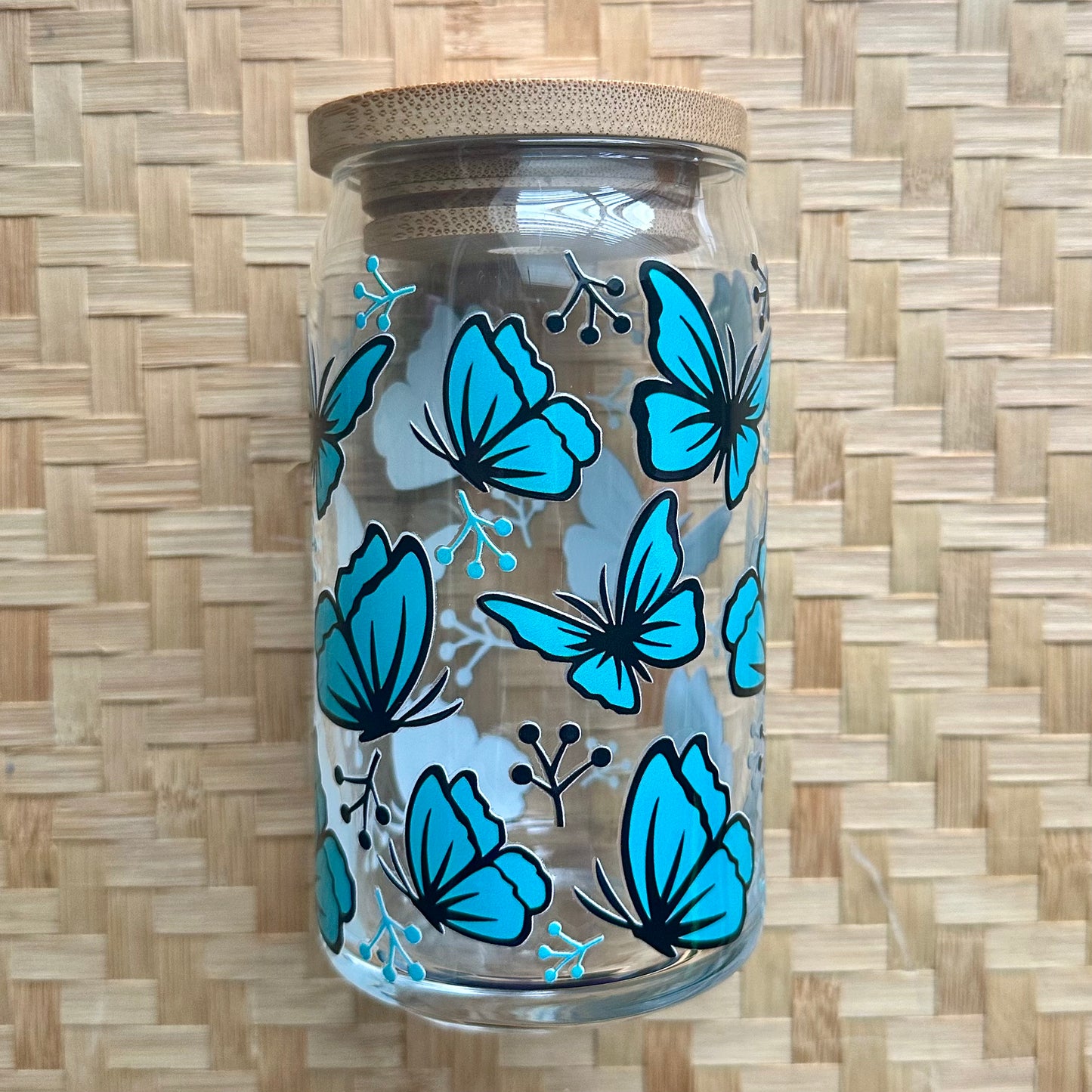 16 oz. Teal Butterfly Cup