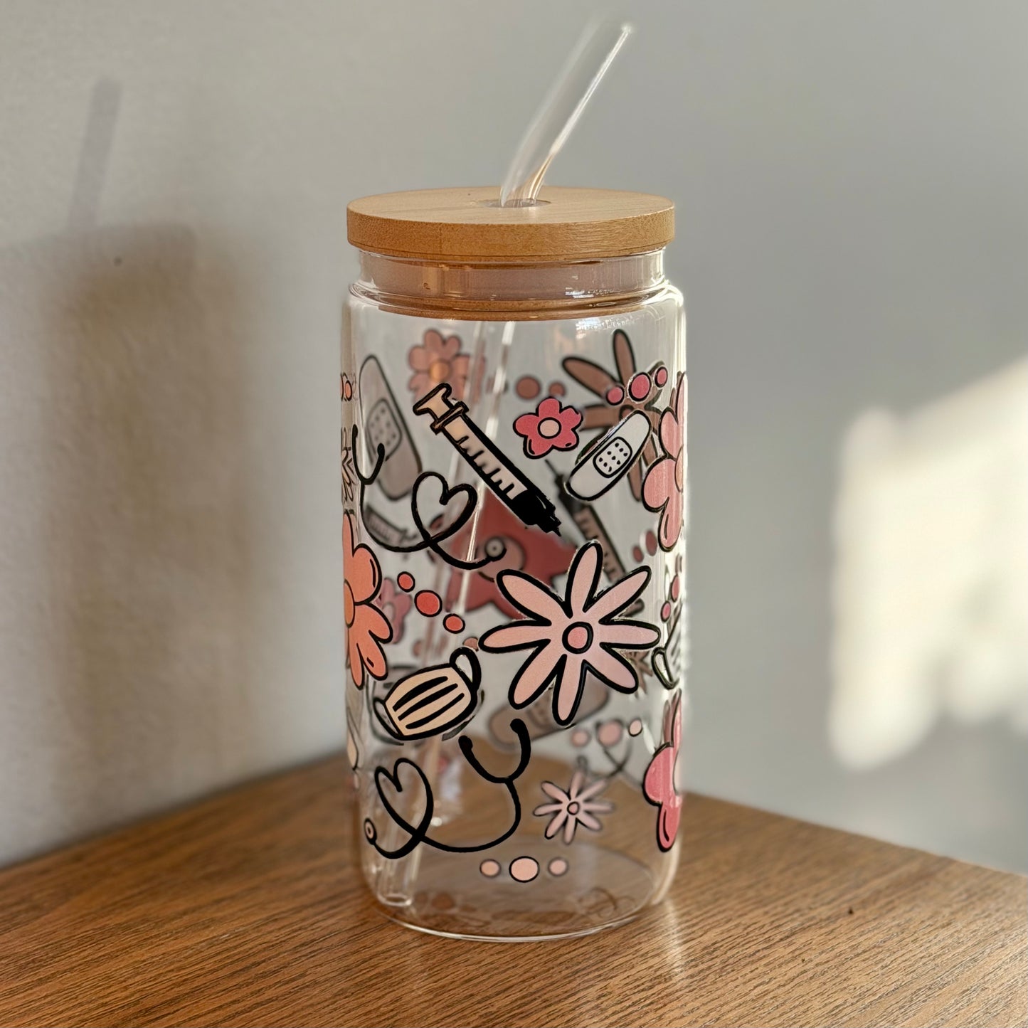 16 oz. Pink Daisy Nurse Cup