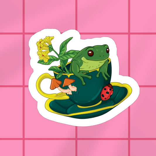Frog Cottagecore Vinyl Sticker