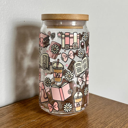 16 oz. Pink Books Cup