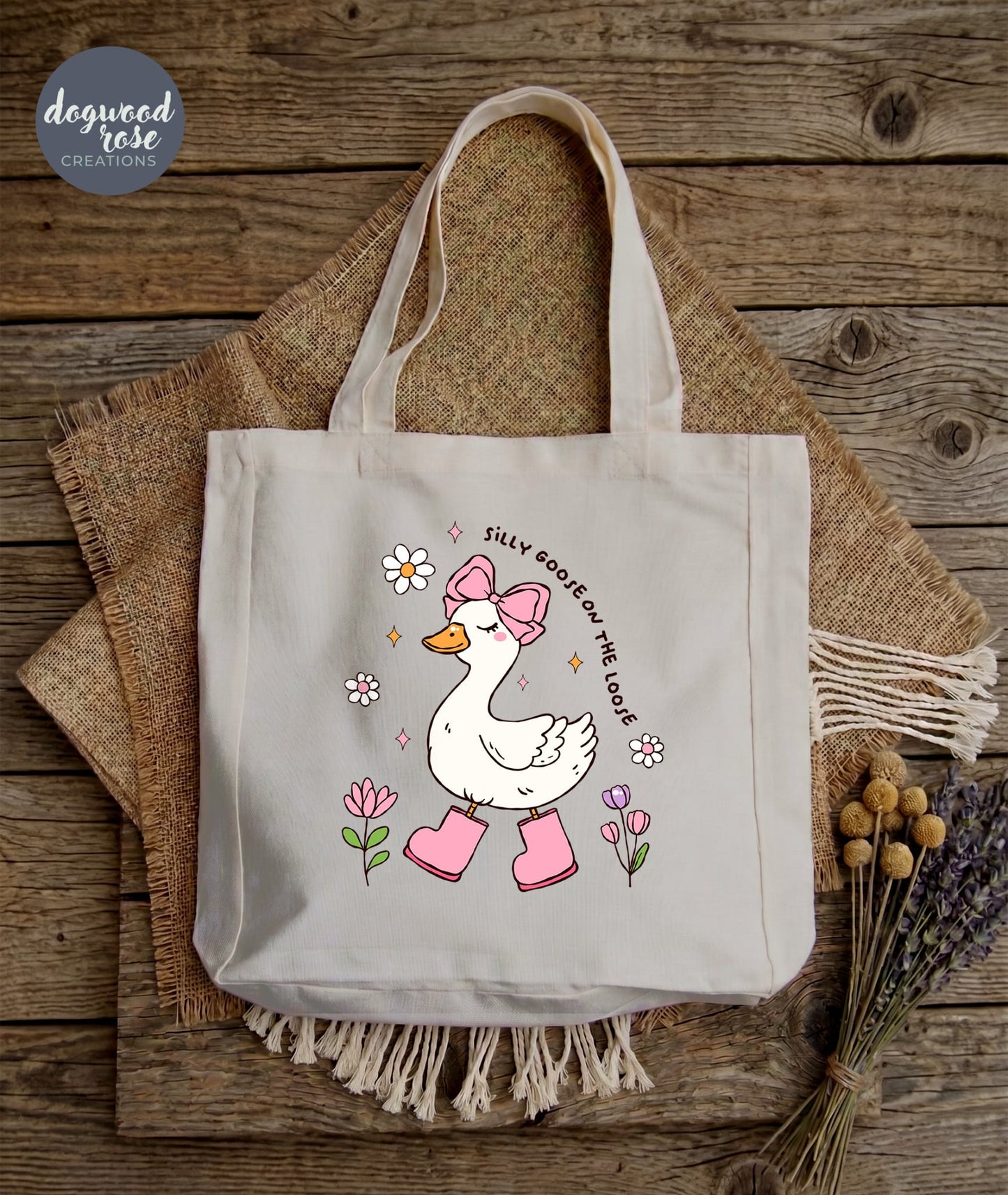 Silly Goose on the Loose Tote Bag - Pink