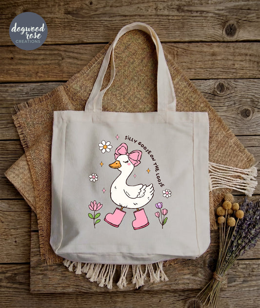 Silly Goose on the Loose Tote Bag - Pink