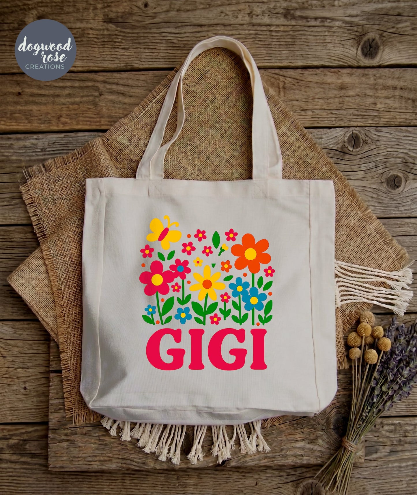 Gigi Tote Bag - Flowers and Butterfly