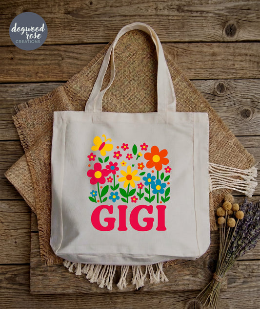 Gigi Tote Bag - Flowers and Butterfly