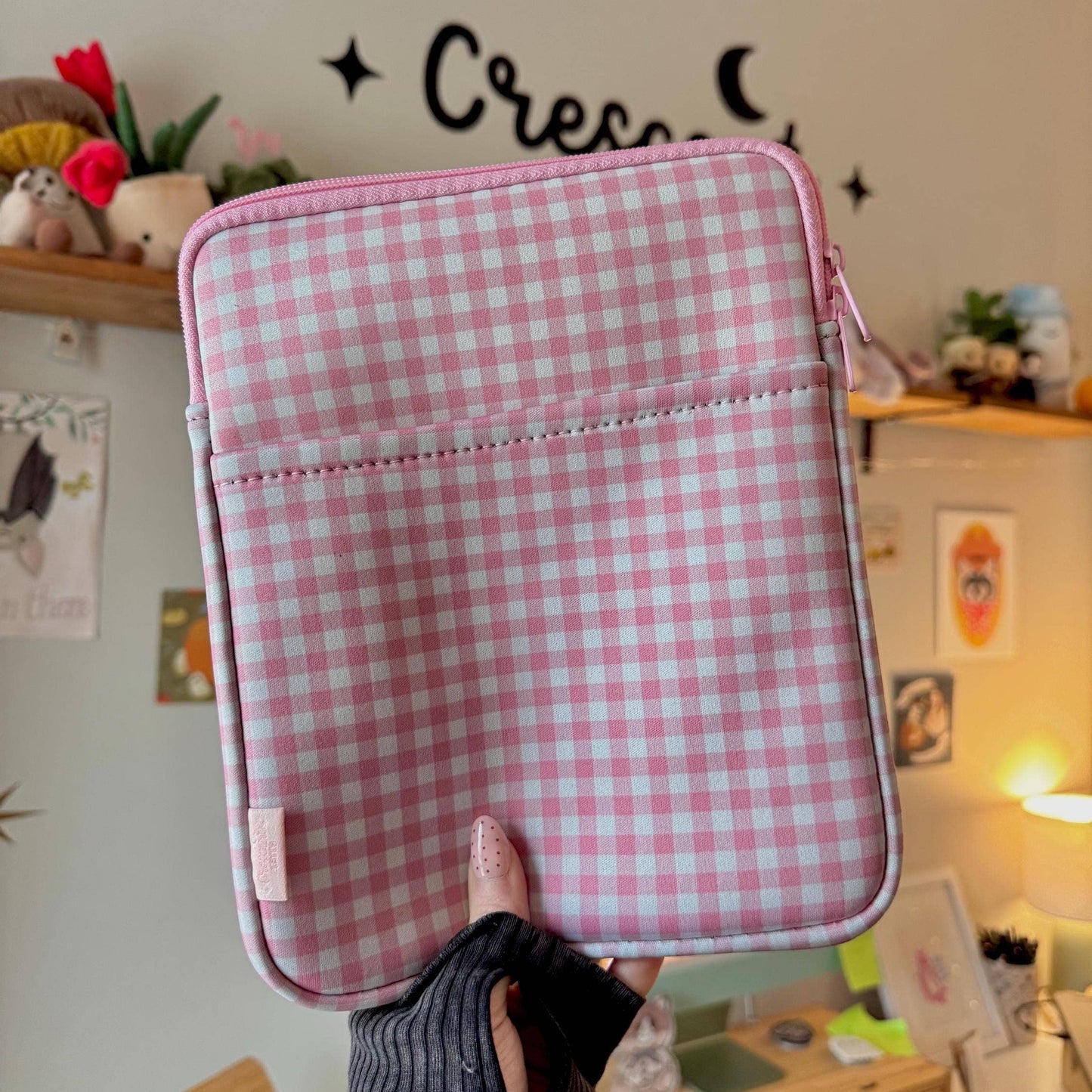 Pink Gingham Kindle Sleeve