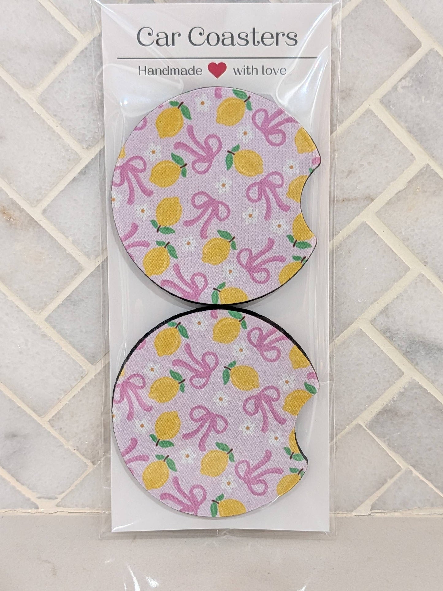 Lemon Coquette Car Coasters