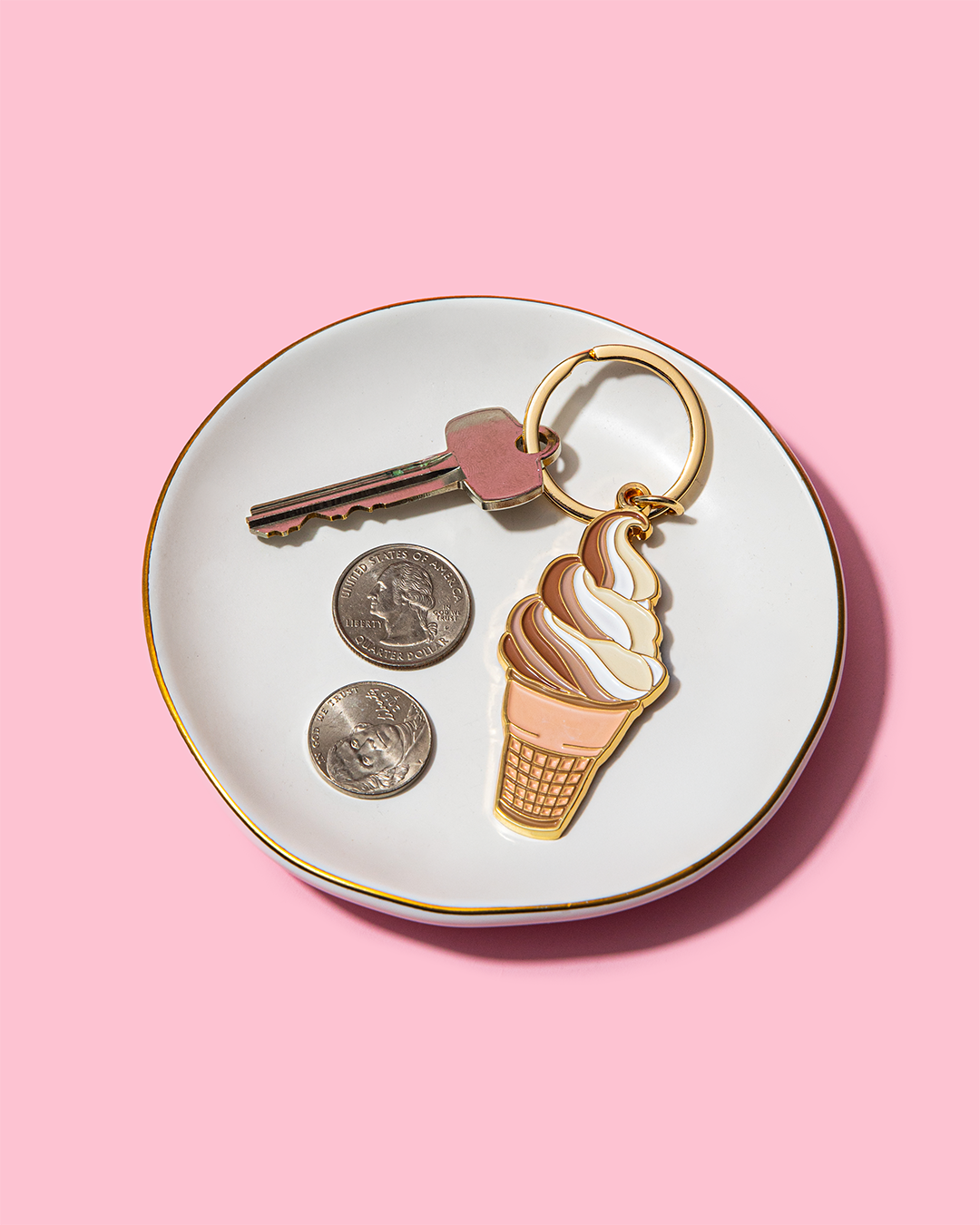 Soft Serve Ice Cream Cone Enamel Keychain