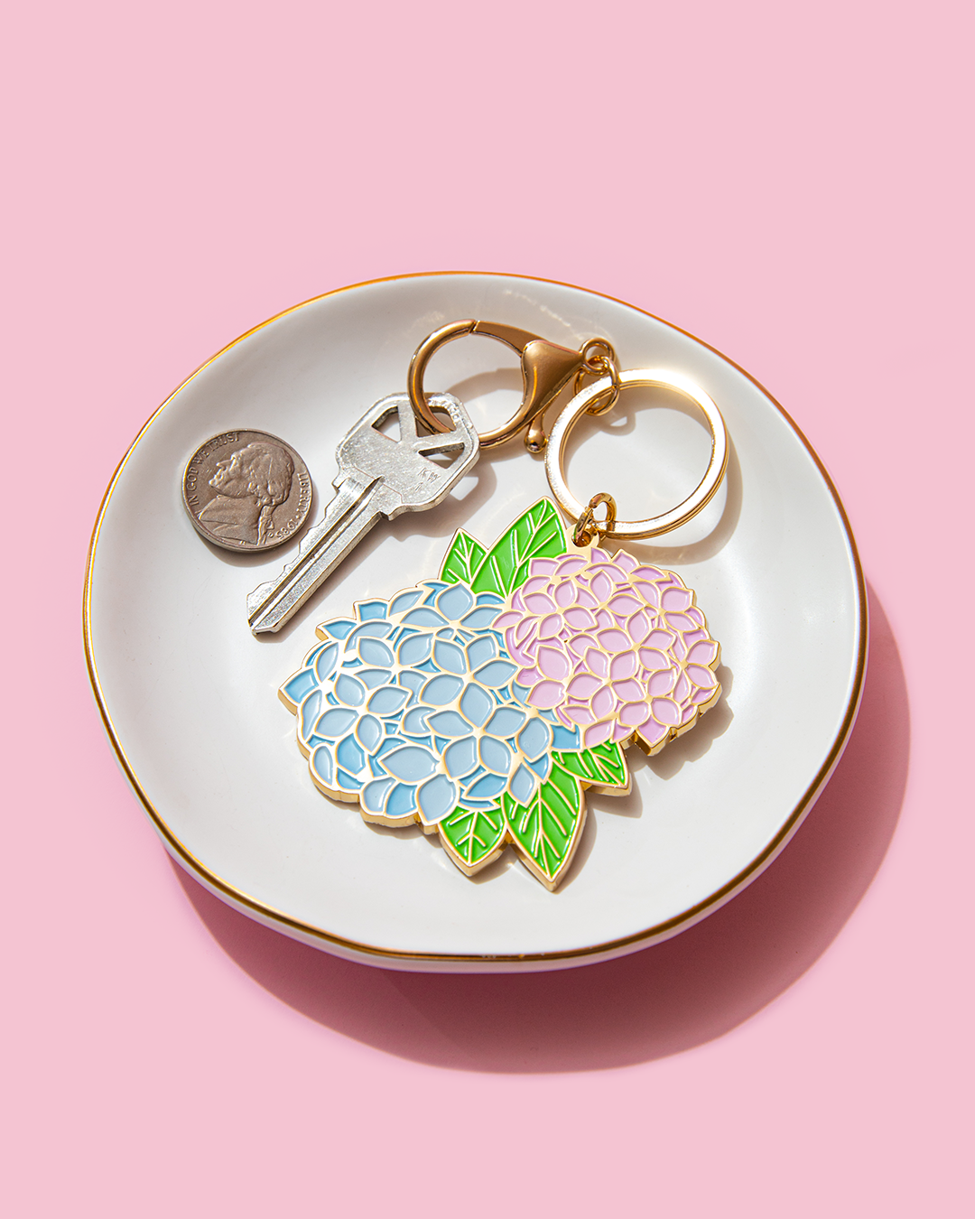Hydrangea Flowers Enamel Keychain
